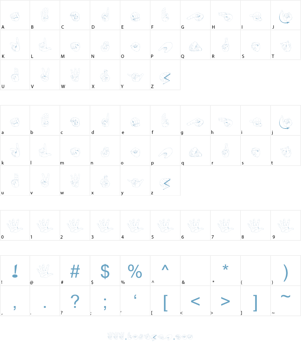 zoefingerabc Regular Font Character